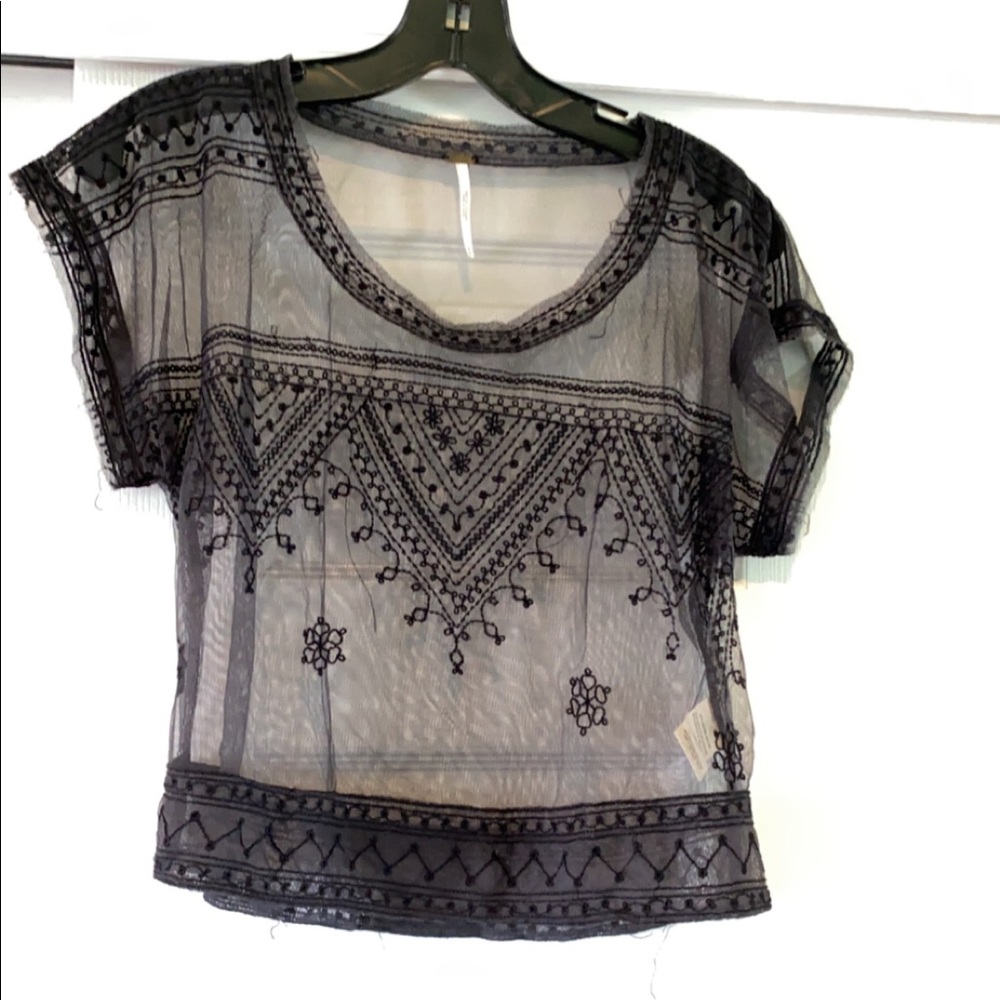 Black sheer free people crop top